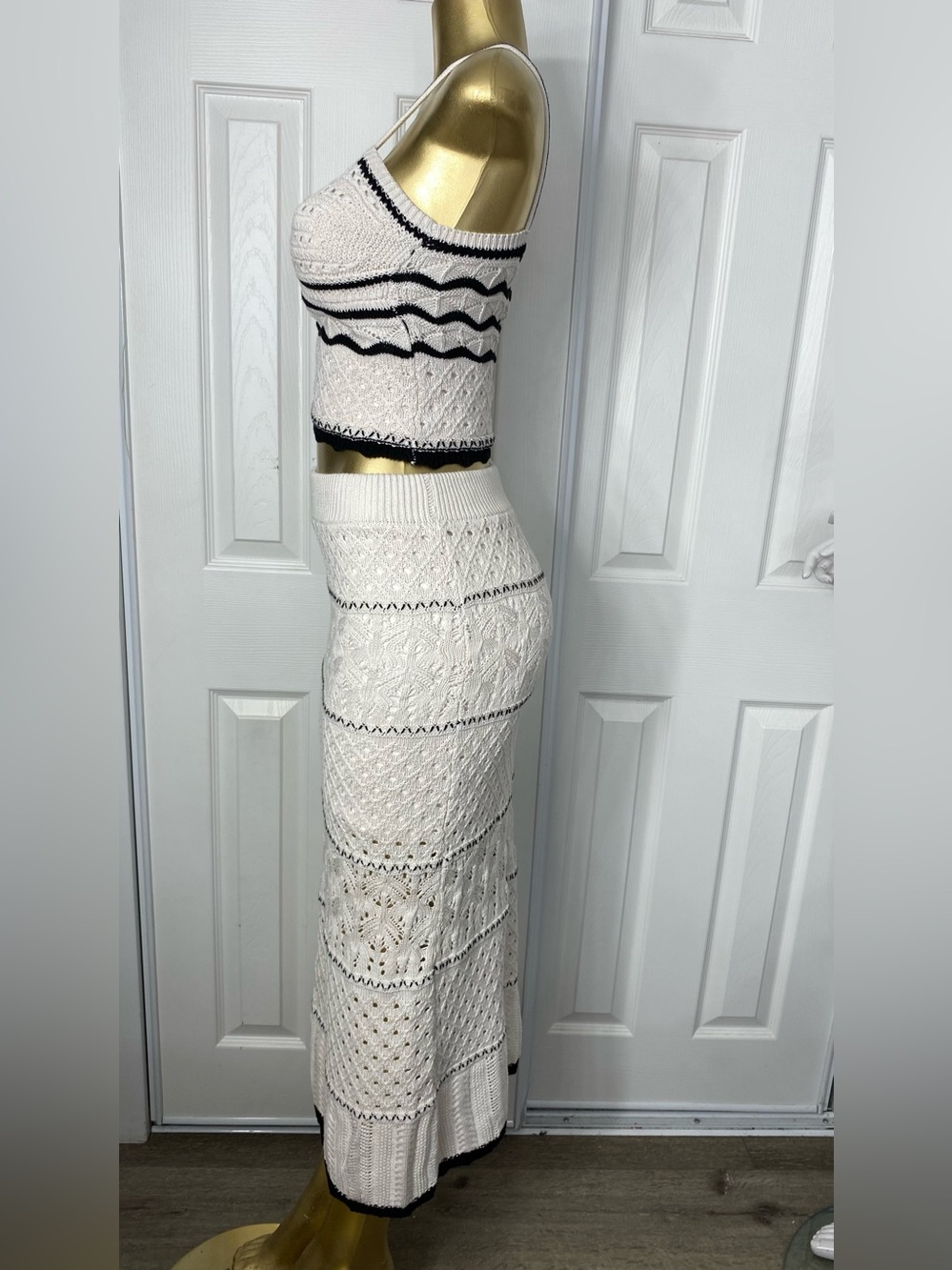 Olive & Oak Cream Maxi Skirt with Black Trim - Picture 2 of 10